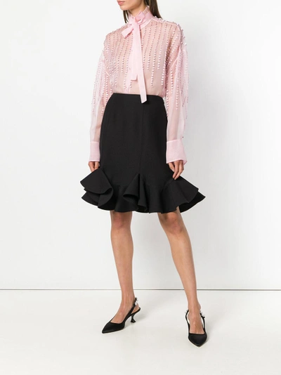 Shop Valentino Collared Embellished Tie Neck Blouse