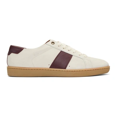 Shop Saint Laurent White And Burgundy Court Classic Sl/01 Sneakers In 9360 Milk