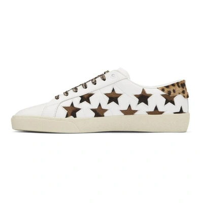 Shop Saint Laurent White And Leopard Court Classic Star Sneakers In 9299 White