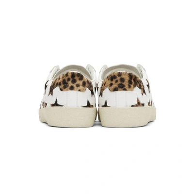 Shop Saint Laurent White And Leopard Court Classic Star Sneakers In 9299 White