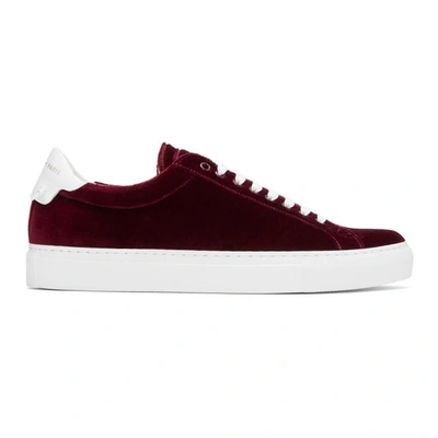 Shop Givenchy Burgundy Velvet Urban Knots Sneakers In 604burgundy