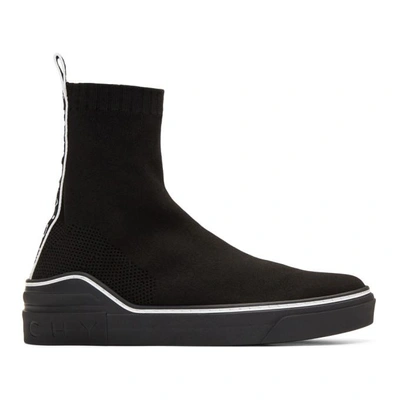 Shop Givenchy Black George V Sock Sneakers In 004 Blk/wht