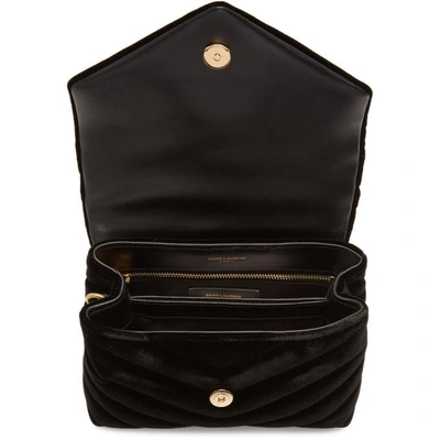 Shop Saint Laurent Black Velvet Toy Loulou Strap Bag In 1000 Black