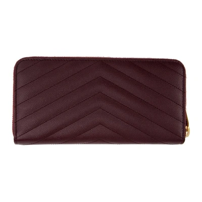 Saint Laurent Monogram Zip Around Wallet In 6475 Red