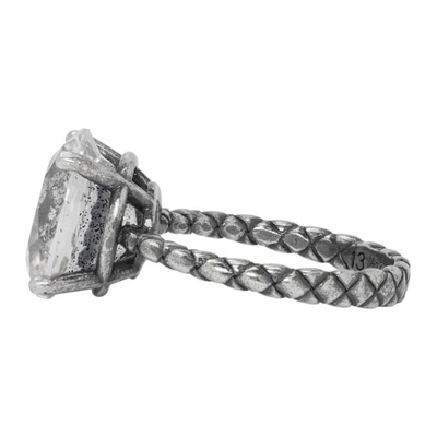 Shop Bottega Veneta Silver Intrecciato Crystal Band Ring In 8086 Argent