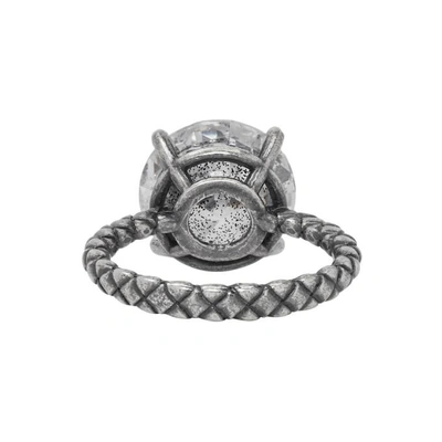 Shop Bottega Veneta Silver Intrecciato Crystal Band Ring In 8086 Argent