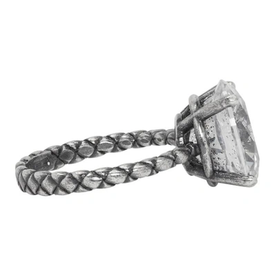 Shop Bottega Veneta Silver Intrecciato Crystal Band Ring In 8086 Argent