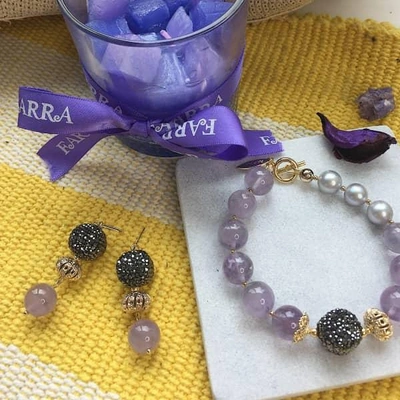Farra Amethyst & Rhinestone Drop Earrings