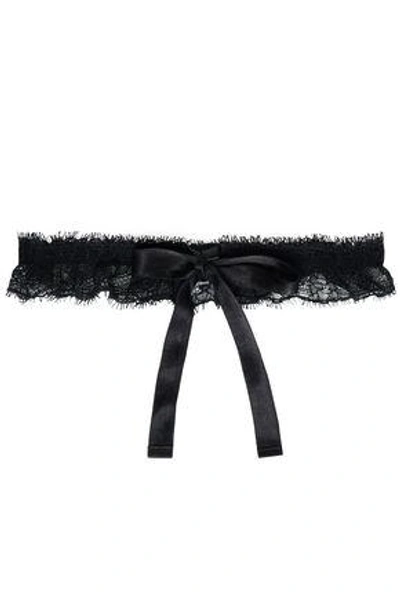 Shop La Perla Bow-embellished Lace Garter In Black
