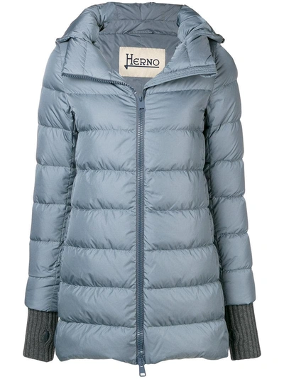 Shop Herno Glove Insert Padded Jacket - Blue