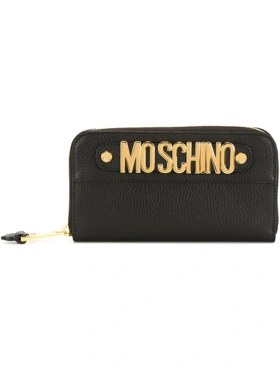 Shop Moschino Logo Plaque Wallet - Black