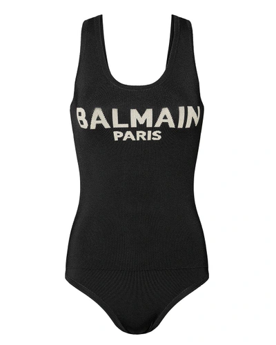 Shop Balmain Logo Knit Bodysuit