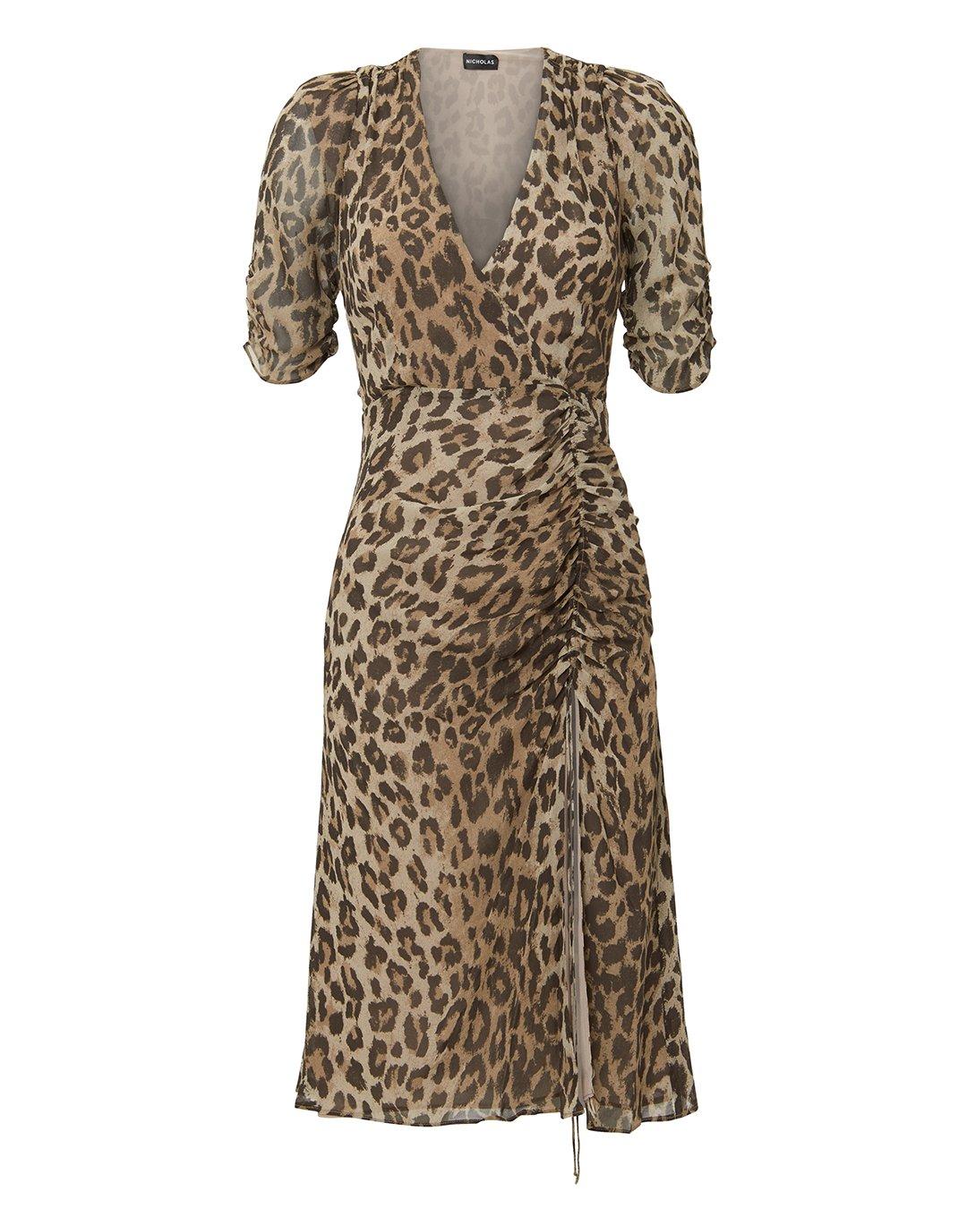 nicholas leopard drawstring dress
