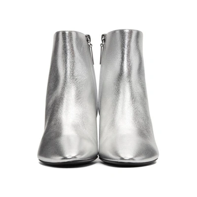 Shop Saint Laurent Silver Metallic Loulou Boots In 8105 Argent