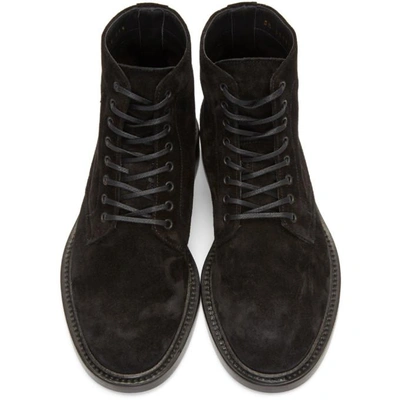 Shop Saint Laurent Black Suede Army Ranger Boots In 1000 Black