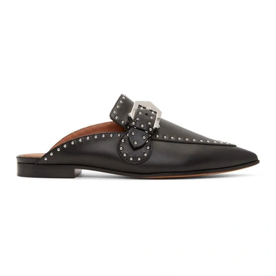 Shop Givenchy Black Studded Buckle Mules In 001 Black