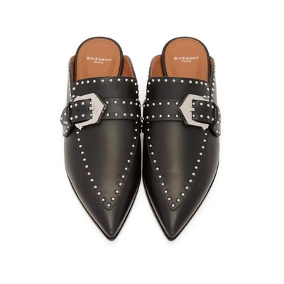 Shop Givenchy Black Studded Buckle Mules In 001 Black