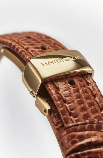 Shop Hamilton Ventura Leather Strap Watch, 24mm X 36.5mm In Brown/ White/ Gold