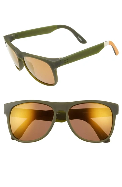 Shop Toms Manu 57mm Sunglasses In Matte Rifle Green/ Gold Mirror