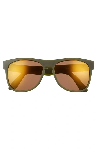 Shop Toms Manu 57mm Sunglasses In Matte Rifle Green/ Gold Mirror