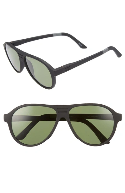 Shop Toms Traveler Zion 58mm Polarized Aviator Sunglasses - Matte Black/ Bottle Green