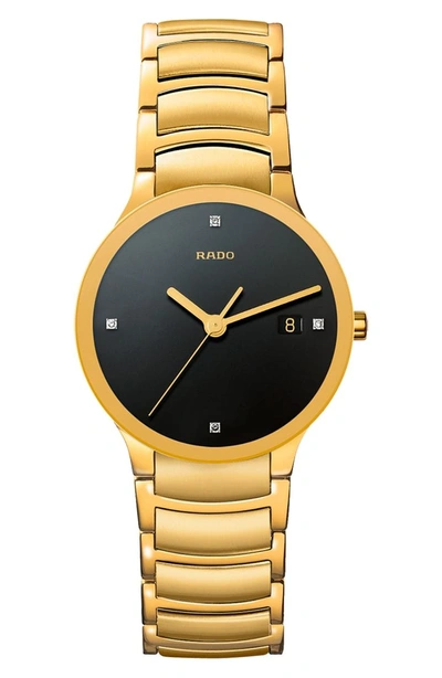 Shop Rado Centrix Diamond Bracelet Watch, 38mm In Gold/ Black/ Gold