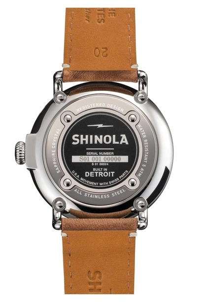 Shop Shinola 'the Runwell' Leather Strap Watch, 41mm In Brown/ Pale Grey