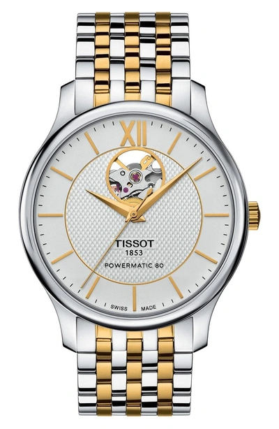 Shop Tissot Tradition Bracelet Watch, 40mm In Silver/ Gold