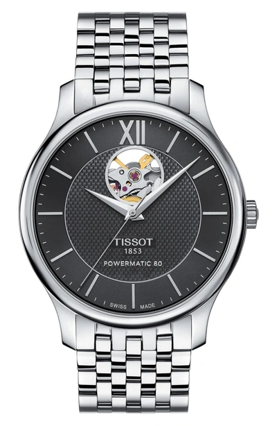 Shop Tissot Tradition Bracelet Watch, 40mm In Silver/ Black/ Silver
