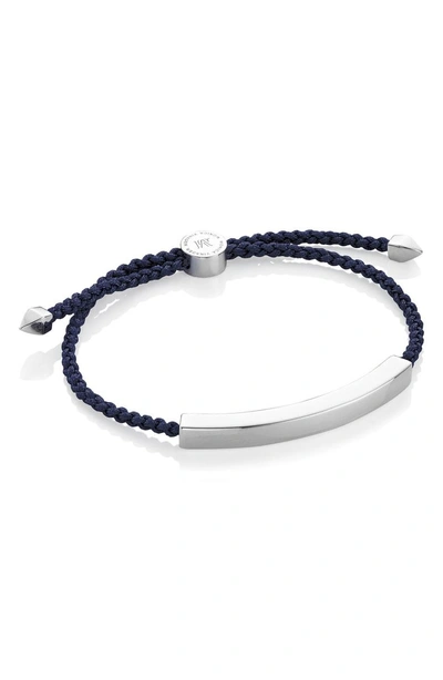 Shop Monica Vinader Friendship Bracelet In Silver/ Denim Blue