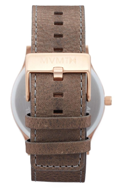Shop Mvmt The Classic Leather Strap Watch, 45mm (nordstrom Exclusive) In Charcoal/ Brown