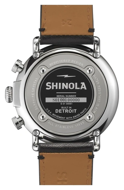 Shop Shinola The Runwell Chrono Leather Strap Watch, 47mm In Black