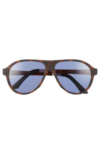 Shop Toms Traveler Zion 58mm Aviator Sunglasses - Matte Dark Tortoise/ Indigo