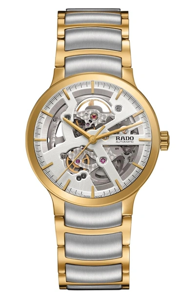 Shop Rado Centrix Open Heart Bracelet Watch, 38mm In Silver/ Gold