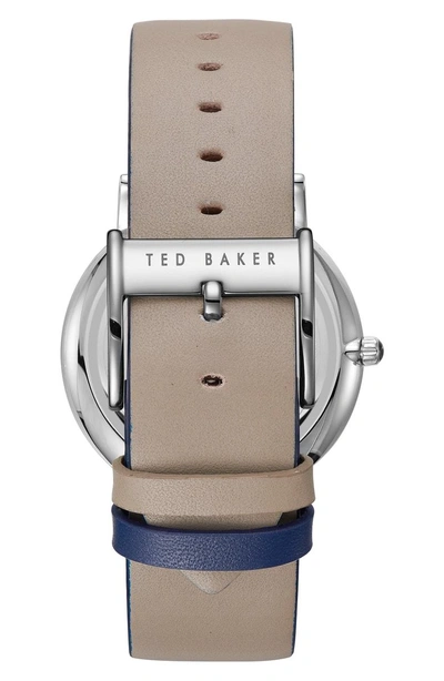 Shop Ted Baker Graham Leather Strap Watch, 40mm In Gold/ Beige