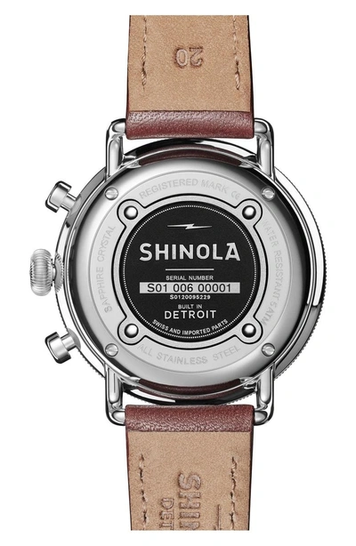 Shop Shinola The Canfield Chrono Leather Strap Watch, 43mm In Dark Cognac/ Black/ Silver