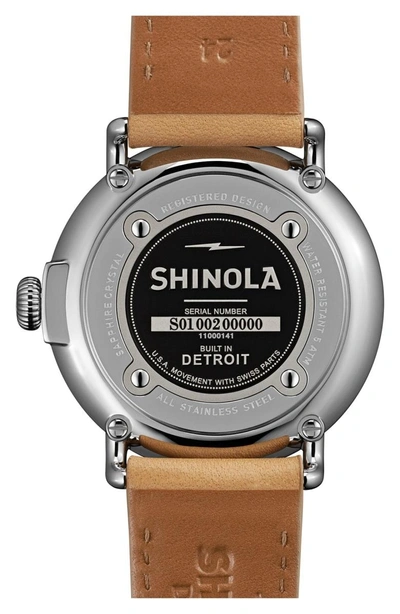 Shop Shinola 'the Runwell' Leather Strap Watch, 47mm In Midnight Blue/ Natural