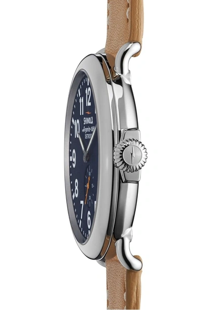 Shop Shinola 'the Runwell' Leather Strap Watch, 47mm In Midnight Blue/ Natural