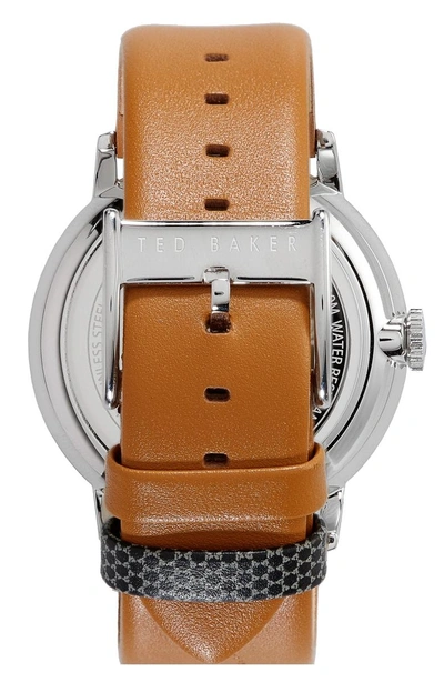 Shop Ted Baker James Leather Strap Watch, 42mm In Beige/ Light Brown