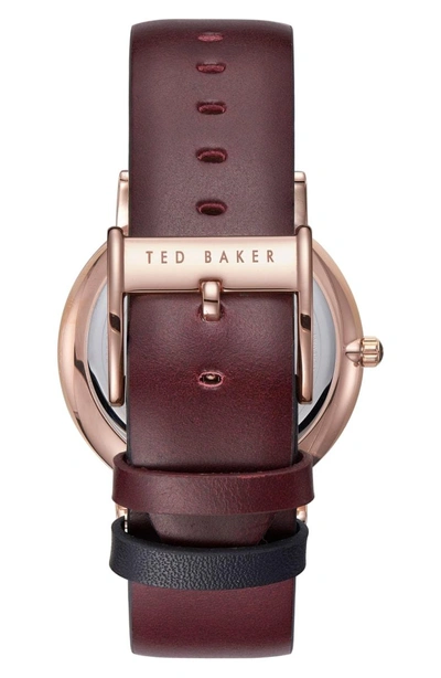 Shop Ted Baker Graham Multifunction Leather Strap Watch, 40mm In Silver/ Brown