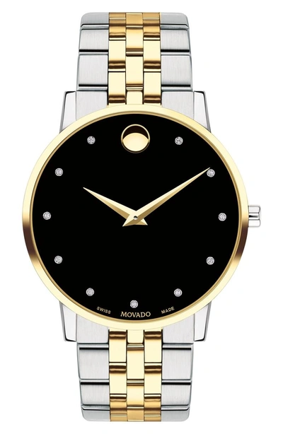 Shop Movado Bracelet Watch, 40mm In Silver/ Black/ Gold