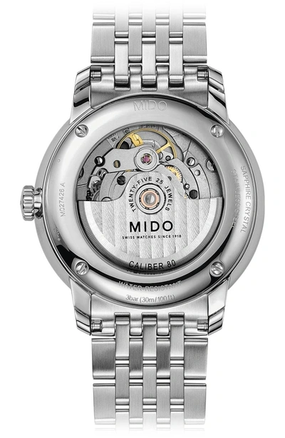 Shop Mido Baroncelli Iii Automatic Bracelet Watch In Silver/ White/ Silver