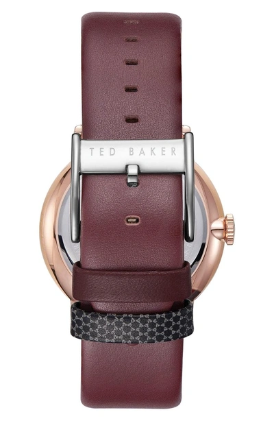 Shop Ted Baker James Leather Strap Watch, 42mm In Silver/ Brown