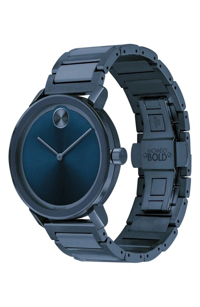 Shop Movado Bold Evolution Bracelet Watch, 40mm In Blue