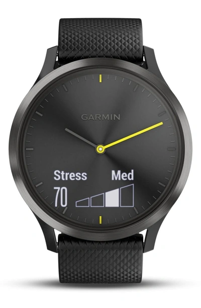 Shop Garmin Vivomove Hr Large Sport Hybrid Smart Watch In Black/ Black/ Black
