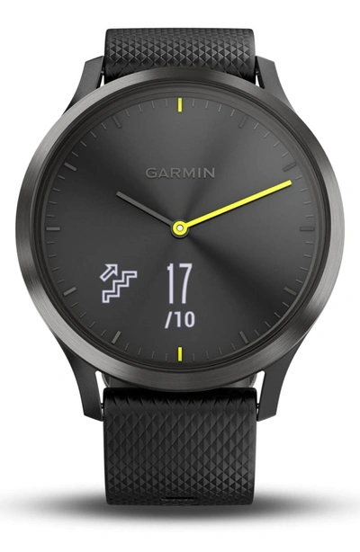 Shop Garmin Vivomove Hr Large Sport Hybrid Smart Watch In Black/ Black/ Black