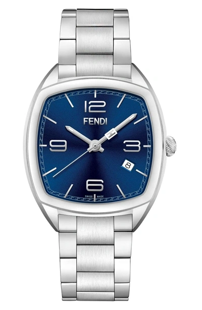 Shop Fendi Momento Bracelet Watch, 39mm In Silver/ Blue/ Silver