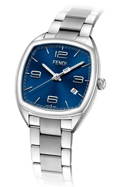 Shop Fendi Momento Bracelet Watch, 39mm In Silver/ Blue/ Silver