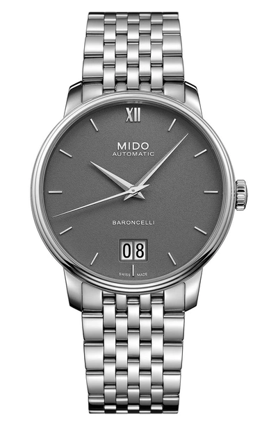 Shop Mido Baroncelli Iii Automatic Bracelet Watch In Silver/ Grey/ Silver
