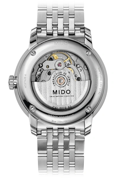 Shop Mido Baroncelli Iii Automatic Bracelet Watch In Silver/ Grey/ Silver